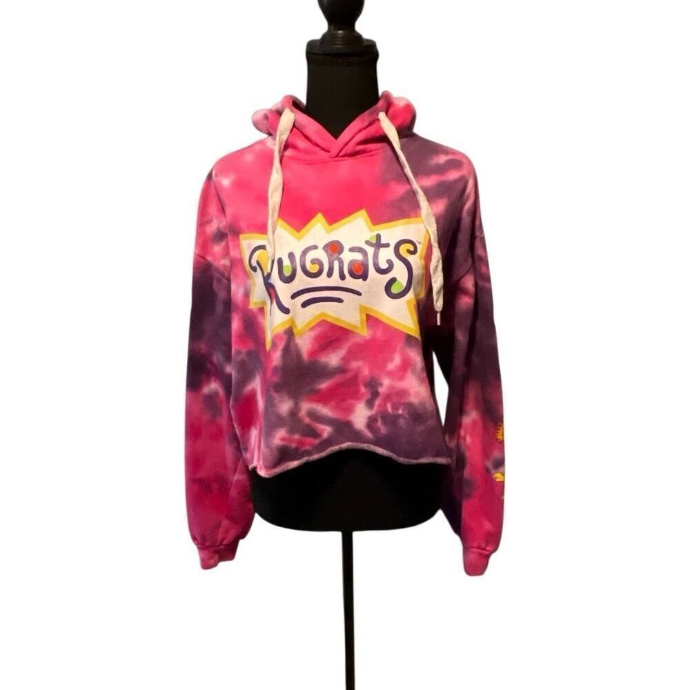 Nickelodeon Rugrats Women’s Tie Dye L/S Short Waist Hoodie/Sweatshirt